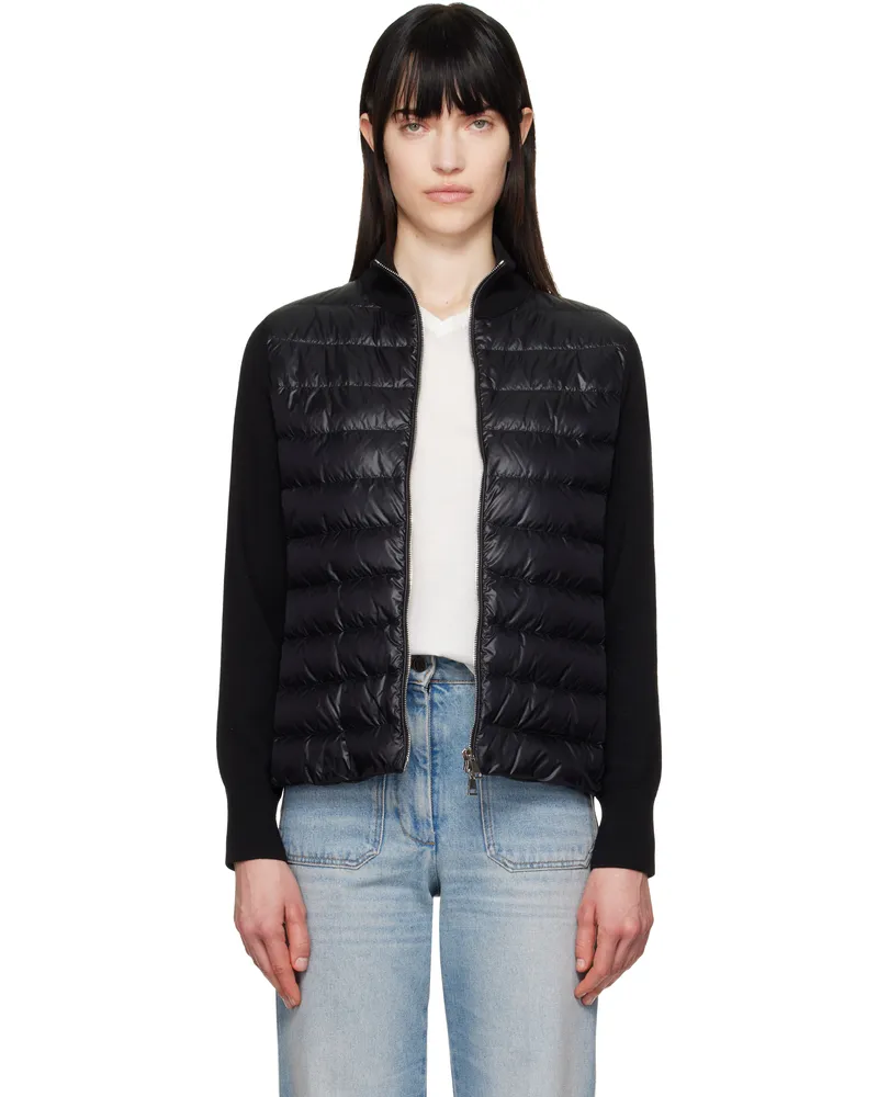 Moncler Black Padded Wool Zip-Up Down Jacket 999