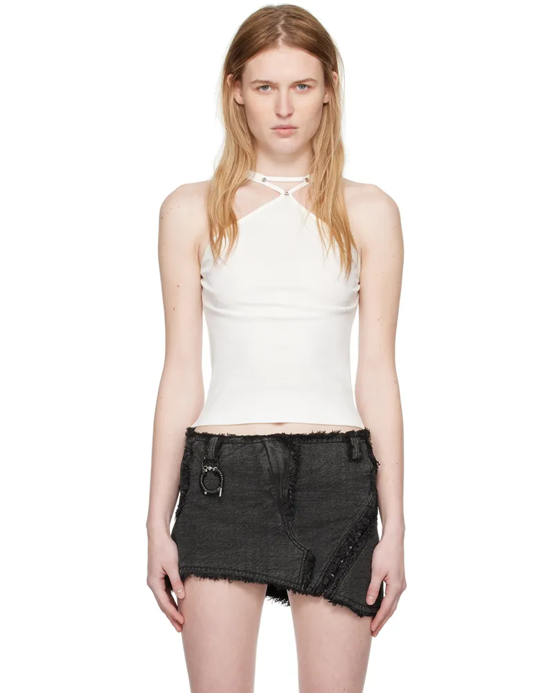 Dion Lee White Pierced Tank Top Ivory