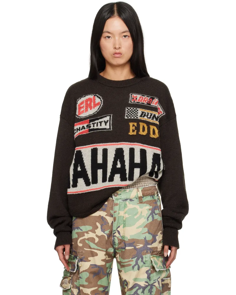 ERL Brown 'HAHAHAH' Sweater 1