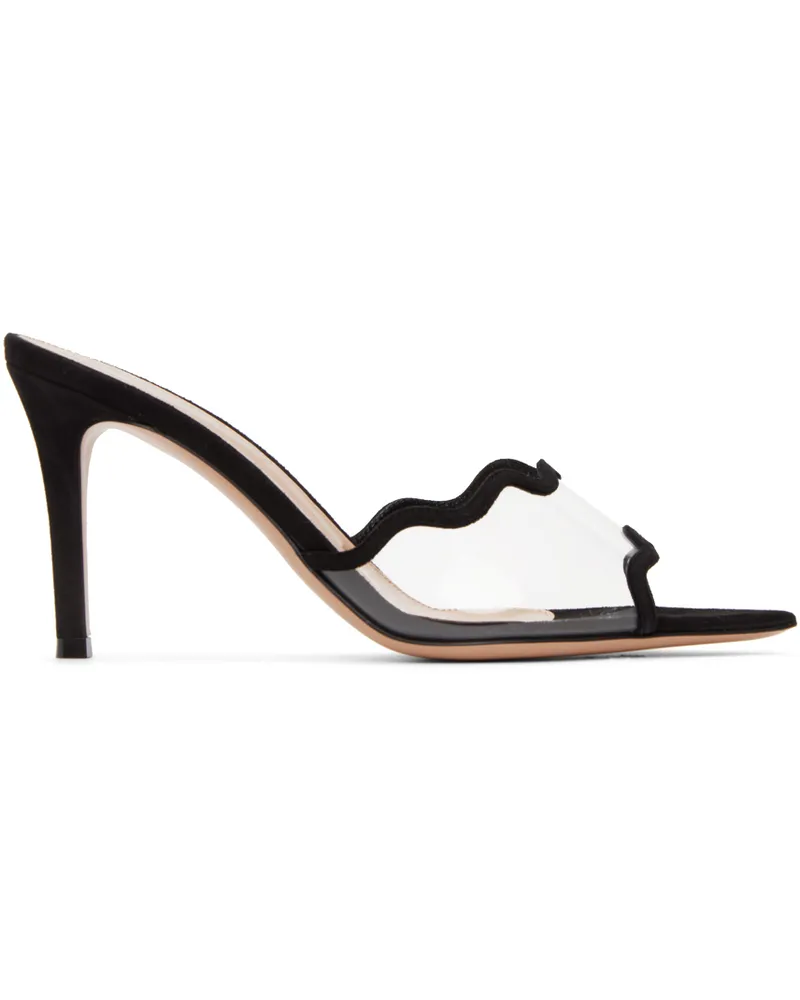 Gianvito Rossi Black Scalloped Heeled Sandals Black+trasp
