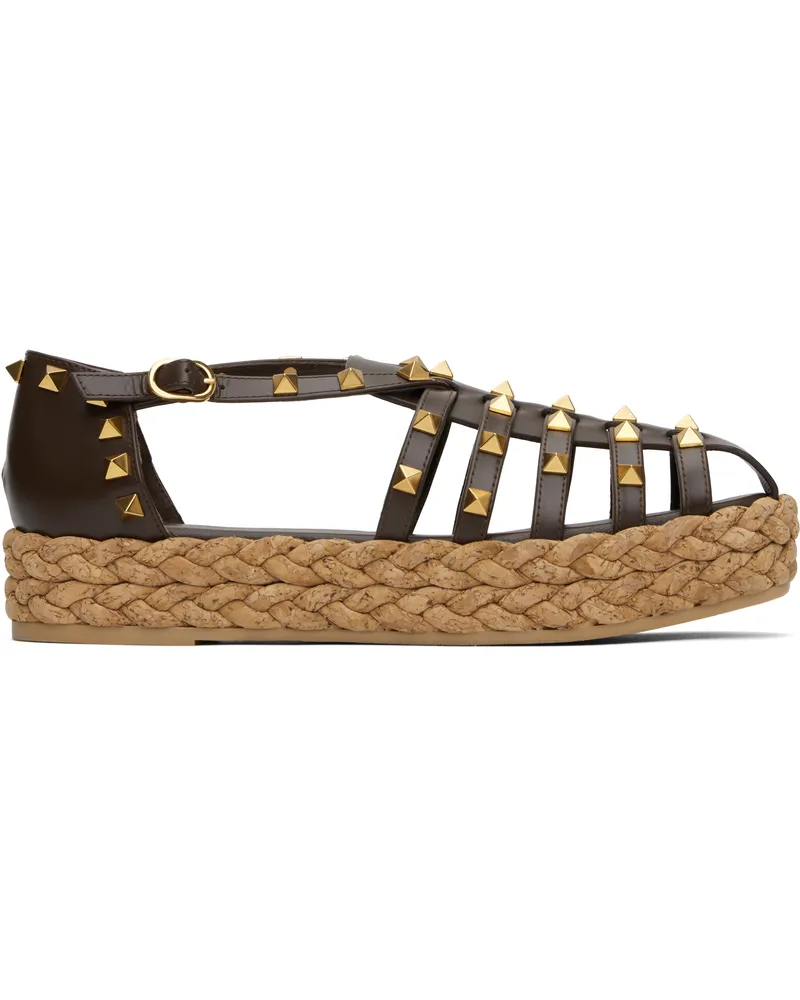 Valentino Garavani Brown Rockstud Cork Sandals Qmj