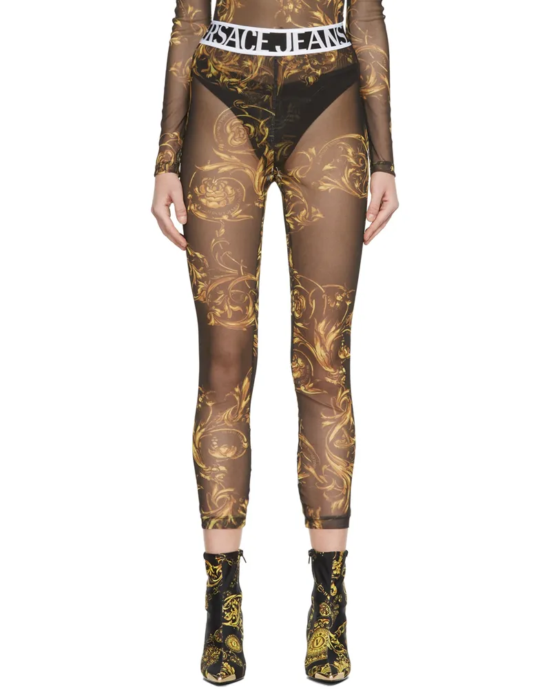 Versace Jeans Black Printed Footless Tights 899