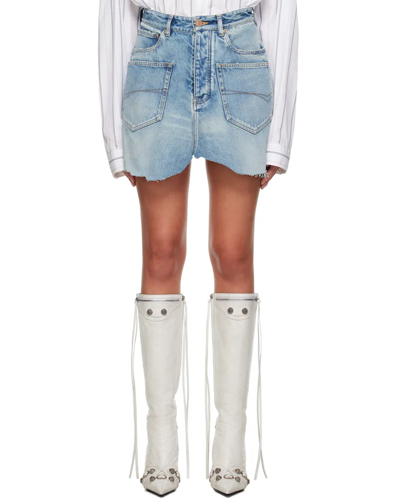 Balenciaga Blue Cut-Up Denim Miniskirt 3341