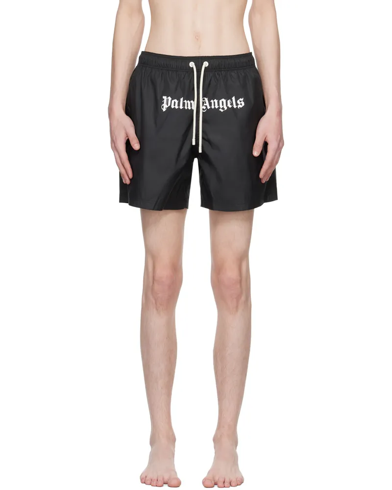 Palm Angels Black Printed Swim Shorts Black