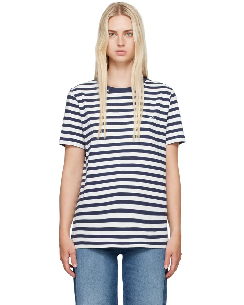 A.P.C. Navy & White Striped T-Shirt Iak