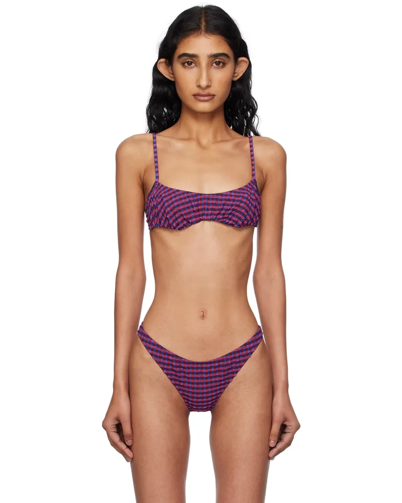 Fruity Booty Red Radicchio Bikini Top Navy