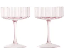 Pink Wave Coupe Glass Set