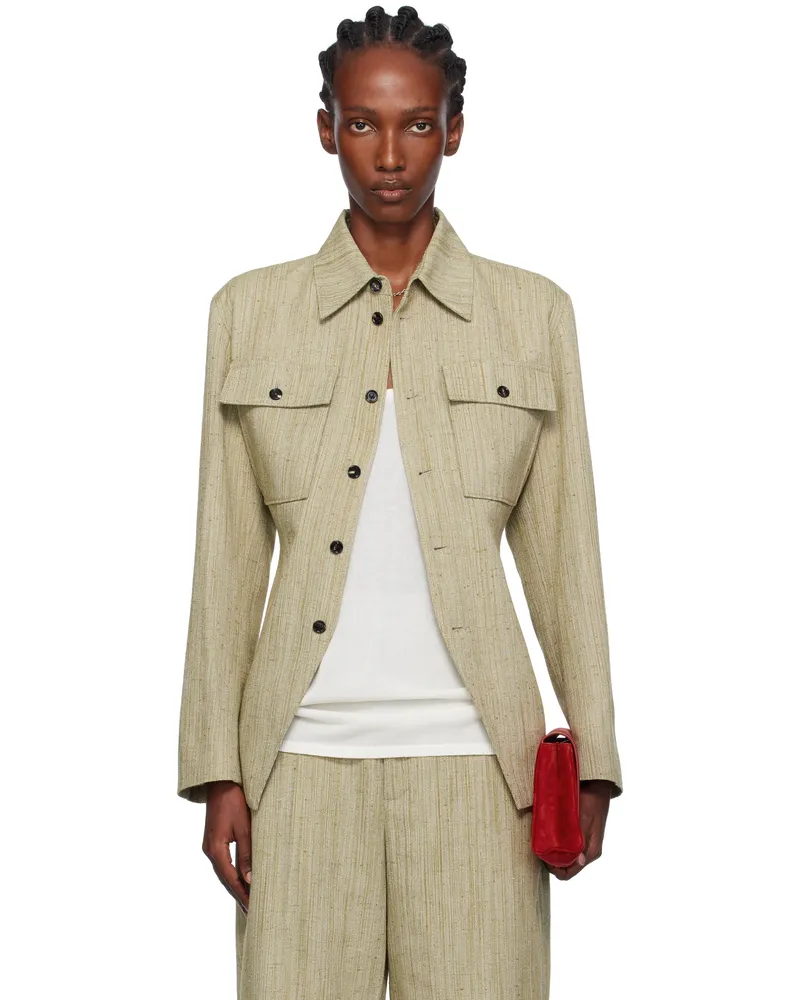 Bottega Veneta Khaki Viscose Silk Shirt Jacket 2932