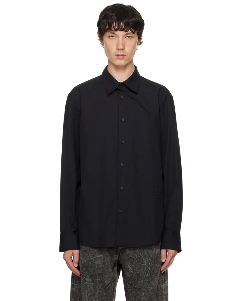 Maison Margiela Black Zip Long Sleeve Shirt 899