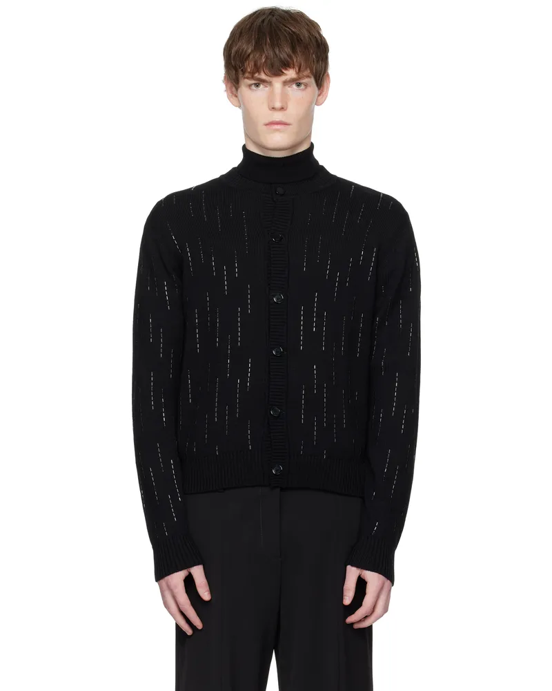Ernest W. Baker Black Embellished Rain Appliqué Cardigan Black