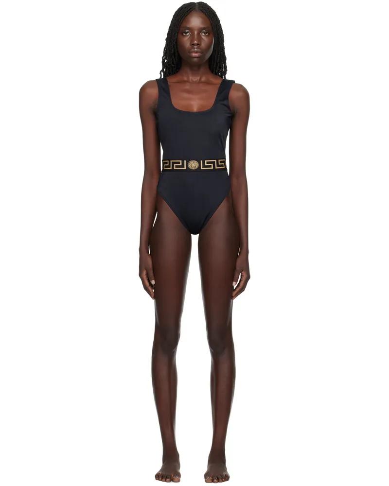 Versace Black Greca Swimsuit 1b000