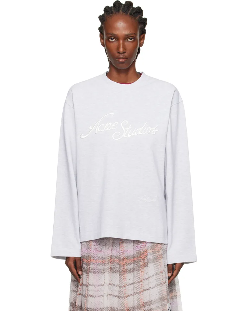 Acne Studios Gray Embroidered-Logo T-shirt 92h