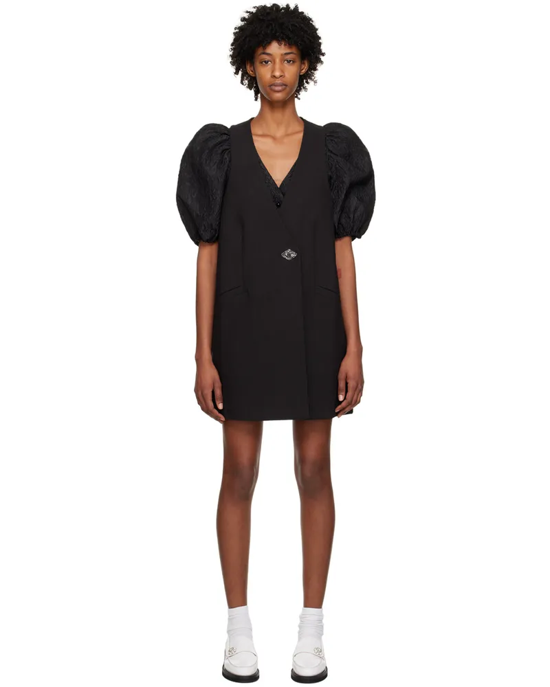 Ganni Black Suiting Vest Minidress 099