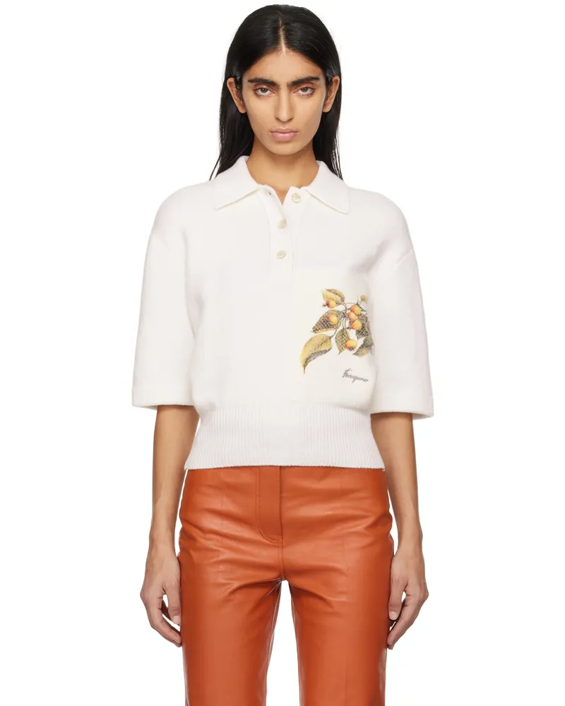 Ferragamo Off-White Floral Polo 001