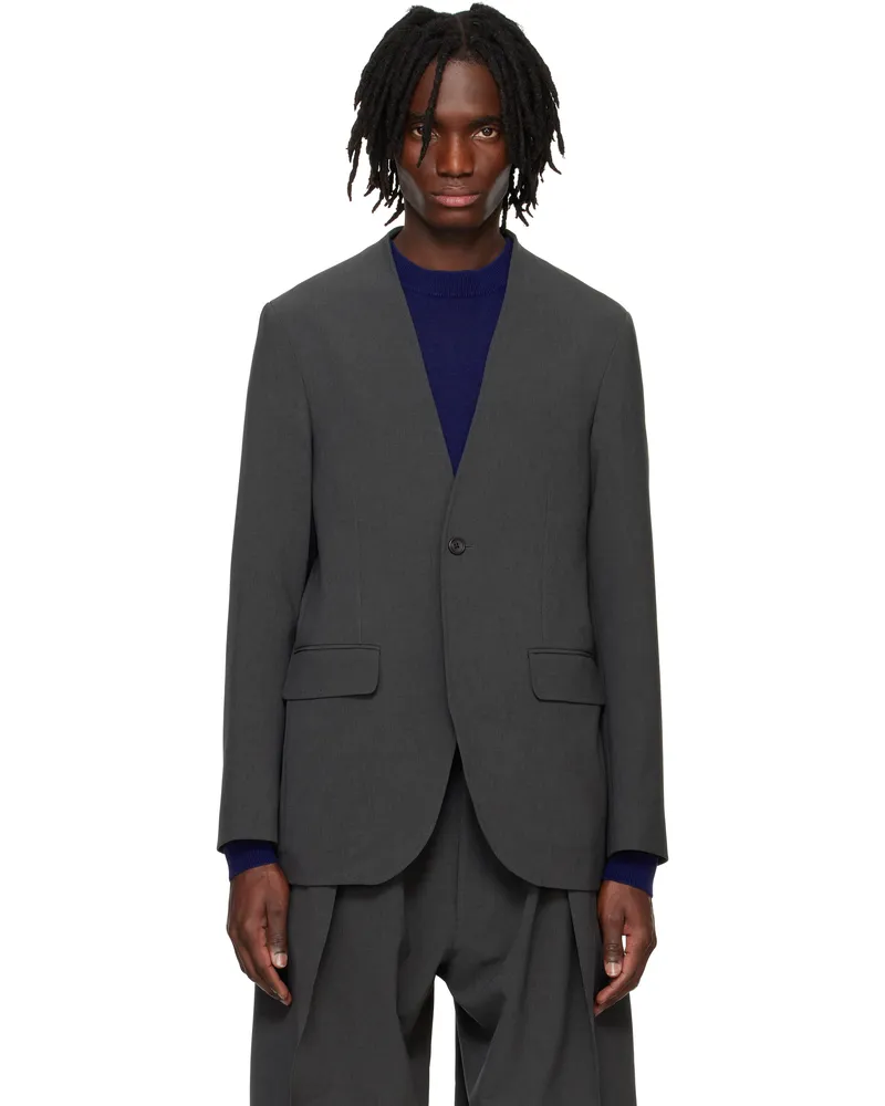 RAINMAKER KYOTO Gray Double Cloth No Collar Blazer Slate