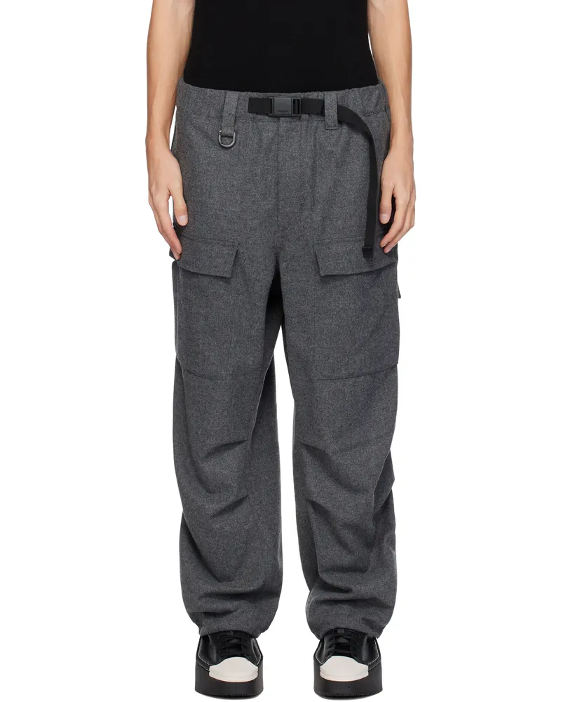 Y-3 Gray Flannel Cargo Pants Grey