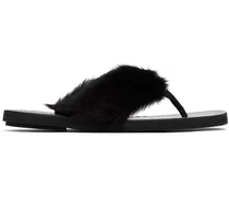 Black Calf-Hair Flip Flops