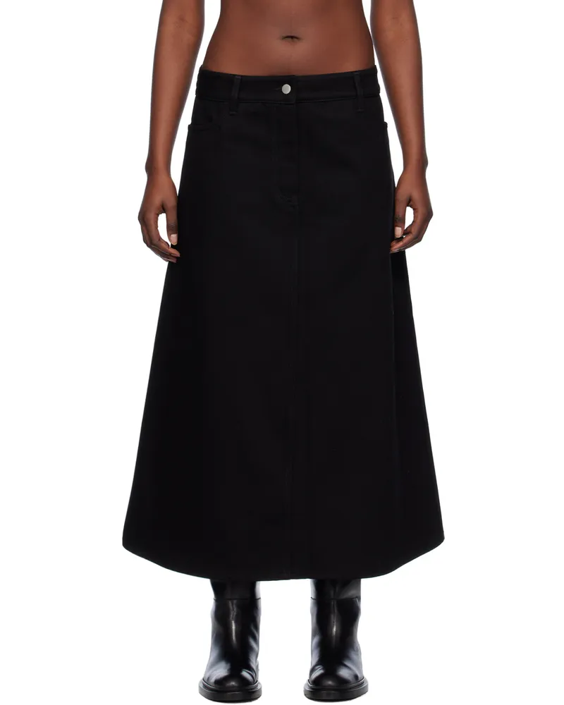 Studio Nicholson Black A-Line Denim Maxi Skirt Black