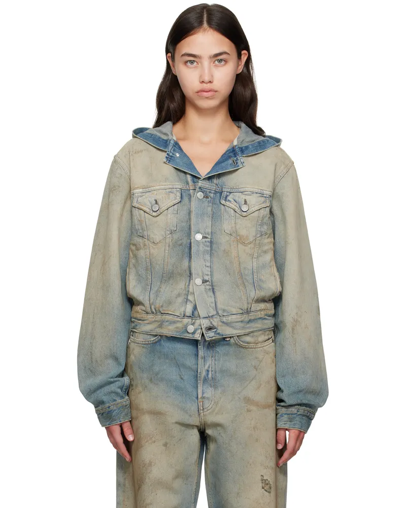 Acne Studios Blue Hooded Denim Jacket 863