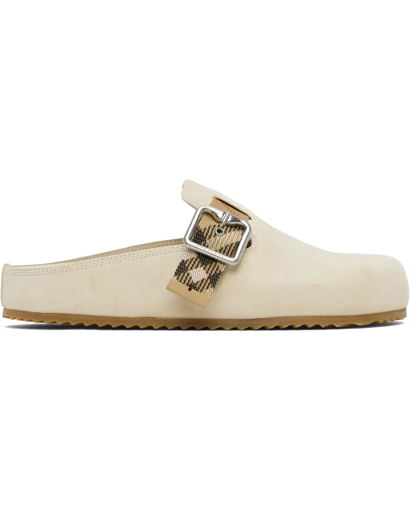 Burberry Beige Suede Urchin Mules Bake
