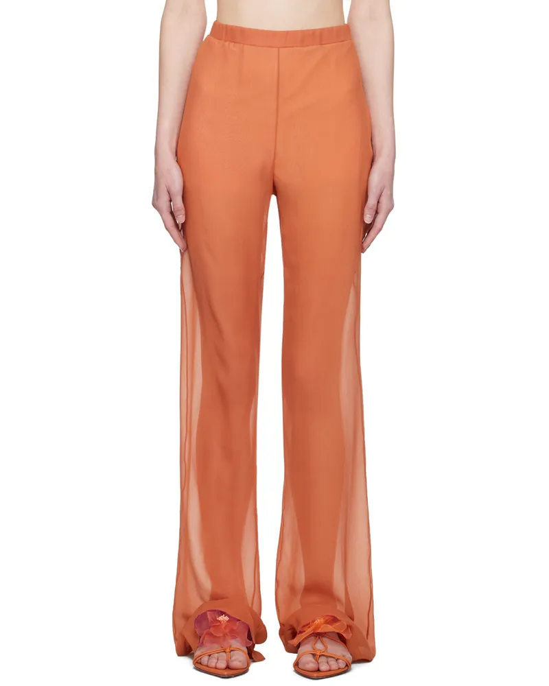 Nensi Dojaka Pink Semi-Sheer Trousers Autumn
