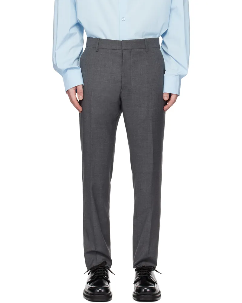 AMI Paris Gray Straight-Leg Trousers Heather