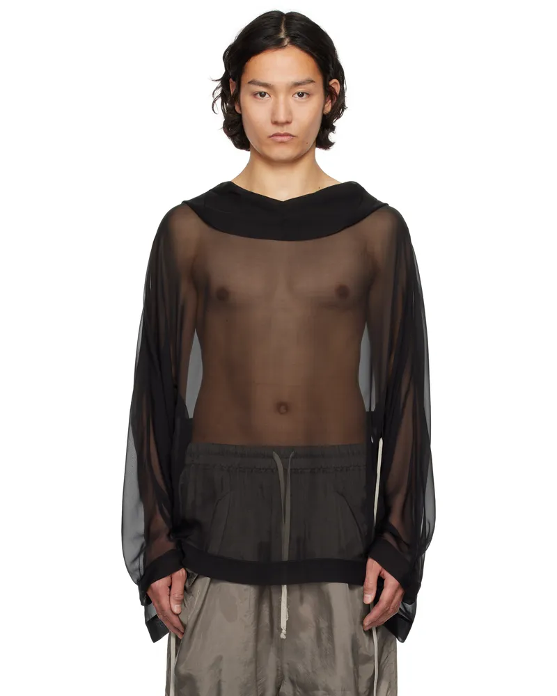 Rick Owens Black Hollywood Hooded Tunic Hoodie 09