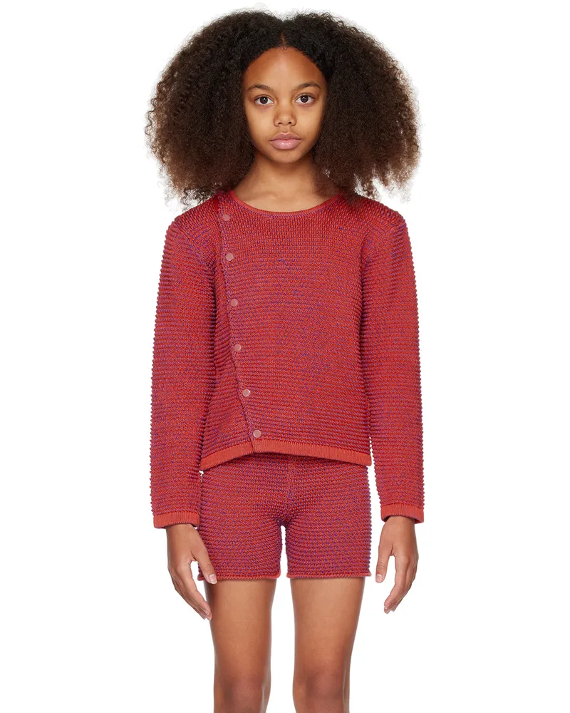 Eckhaus Latta SSENSE Exclusive Kids Red Field Snap Cardigan Red