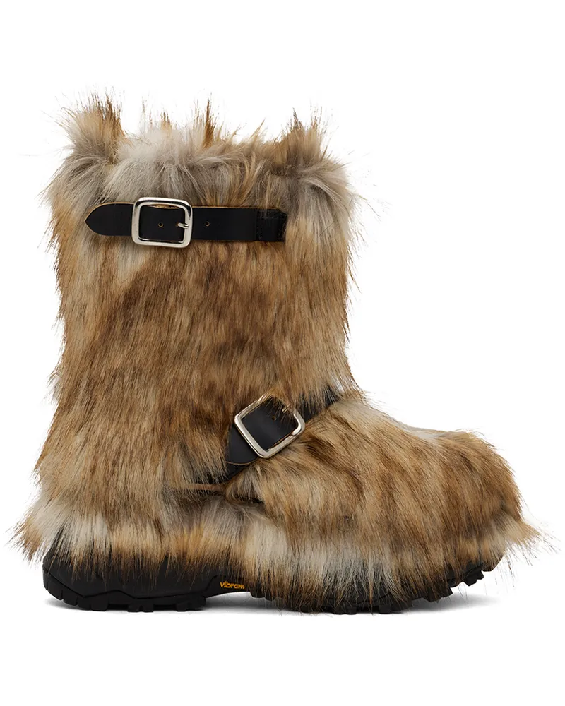 Sacai Beige Faux-Fur Boots 651