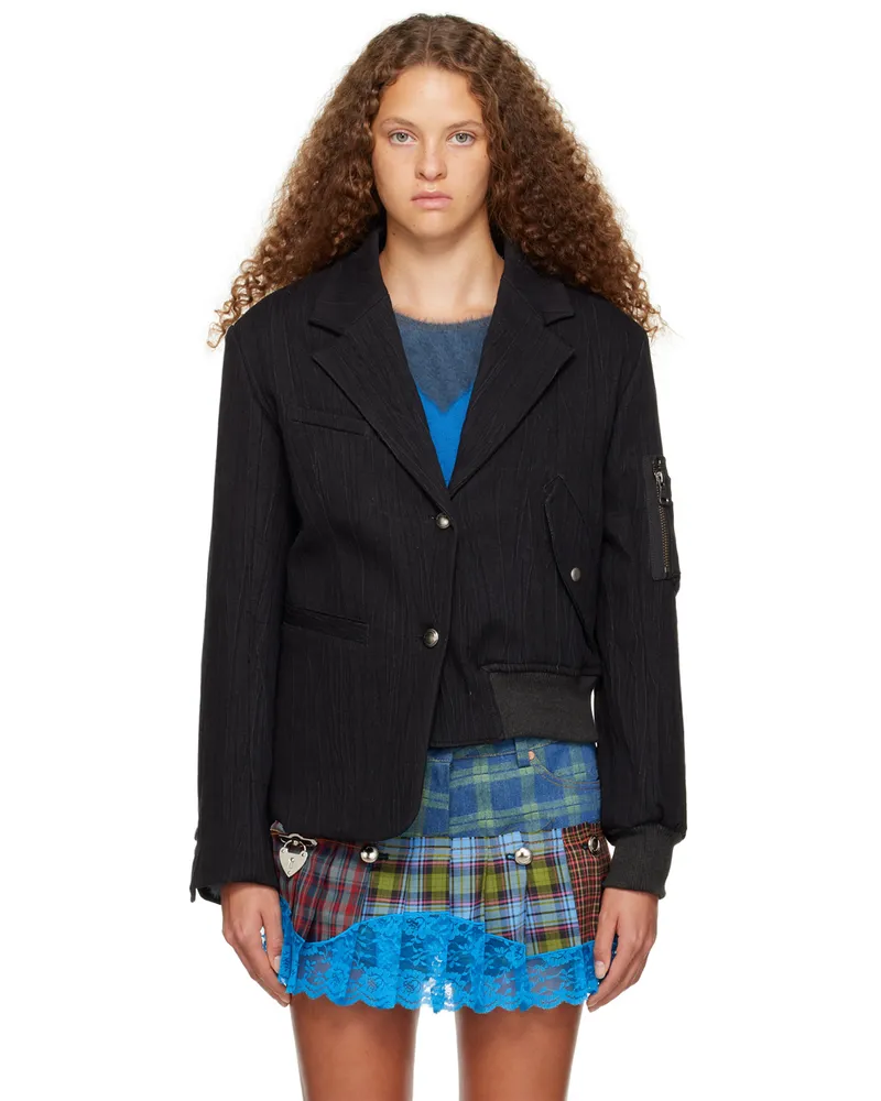 Andersson Bell Black Mulina Denim Bomber Jacket Washed