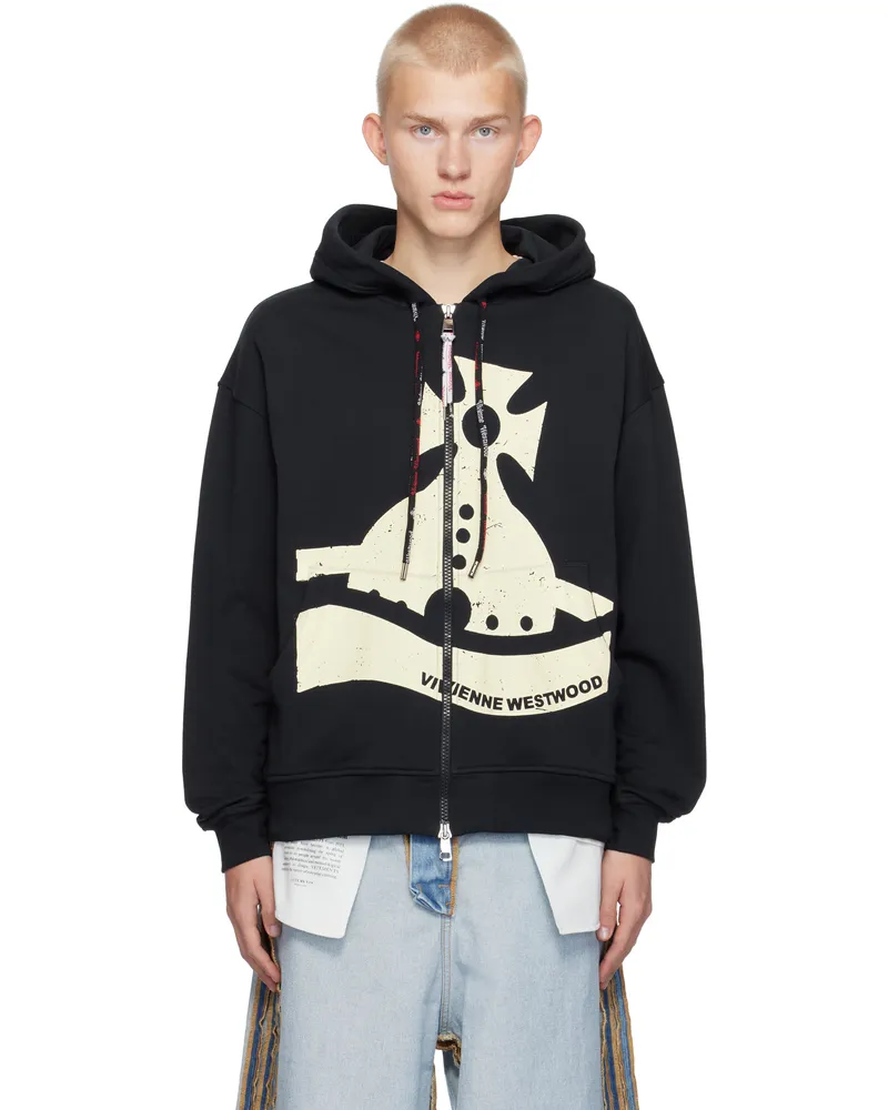 Vivienne Westwood Navy Sunken Orb Zip Hoodie Aw24-k410