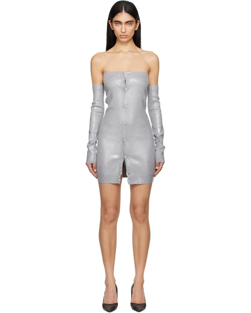 Maison Margiela Gray Plastified Knit Minidress 857s