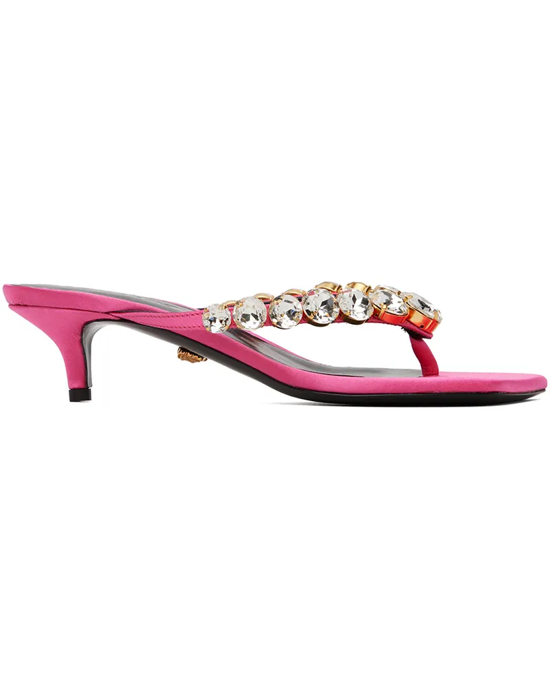 Versace Pink Crystal Heeled Sandals 1po2v