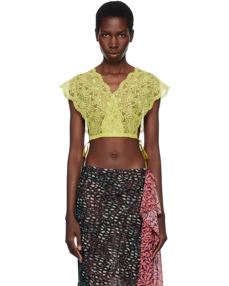 Dries van Noten Green Lace Crop Top 601