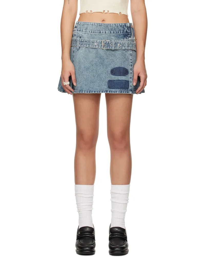 AMBUSH Blue Denim Pleats Miniskirt Blue