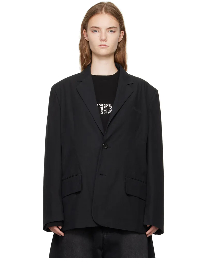WE 11 DONE Black Padded Shoulder Blazer Black