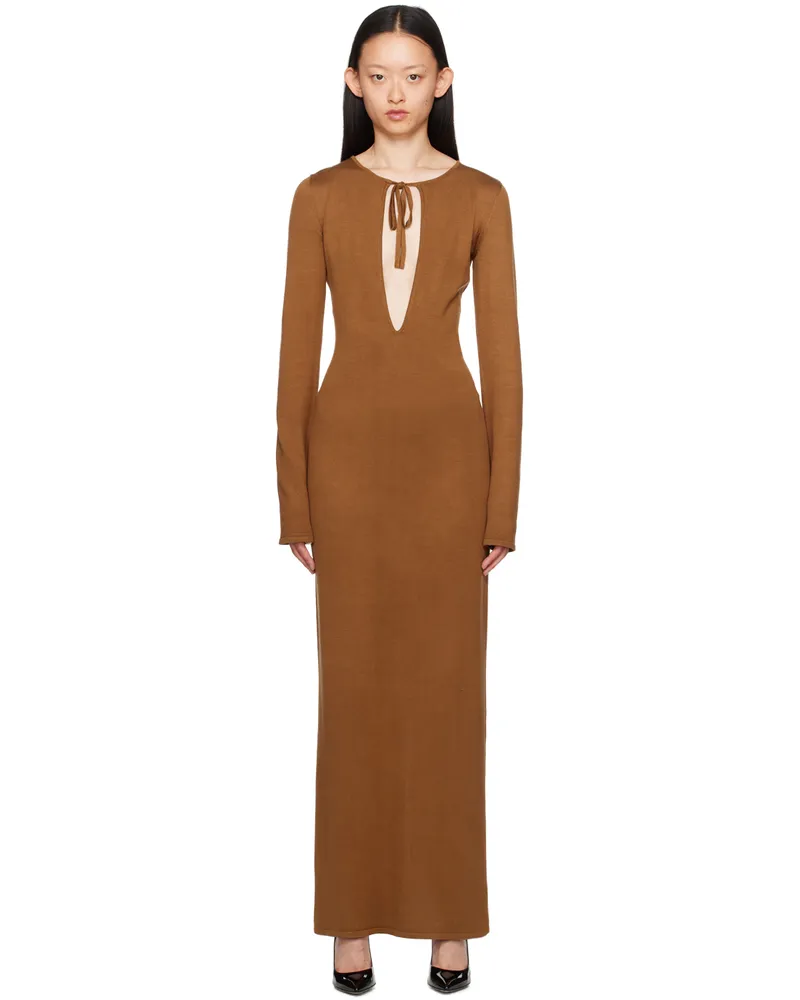 Magda Butrym Brown Keyhole Maxi Dress Brown