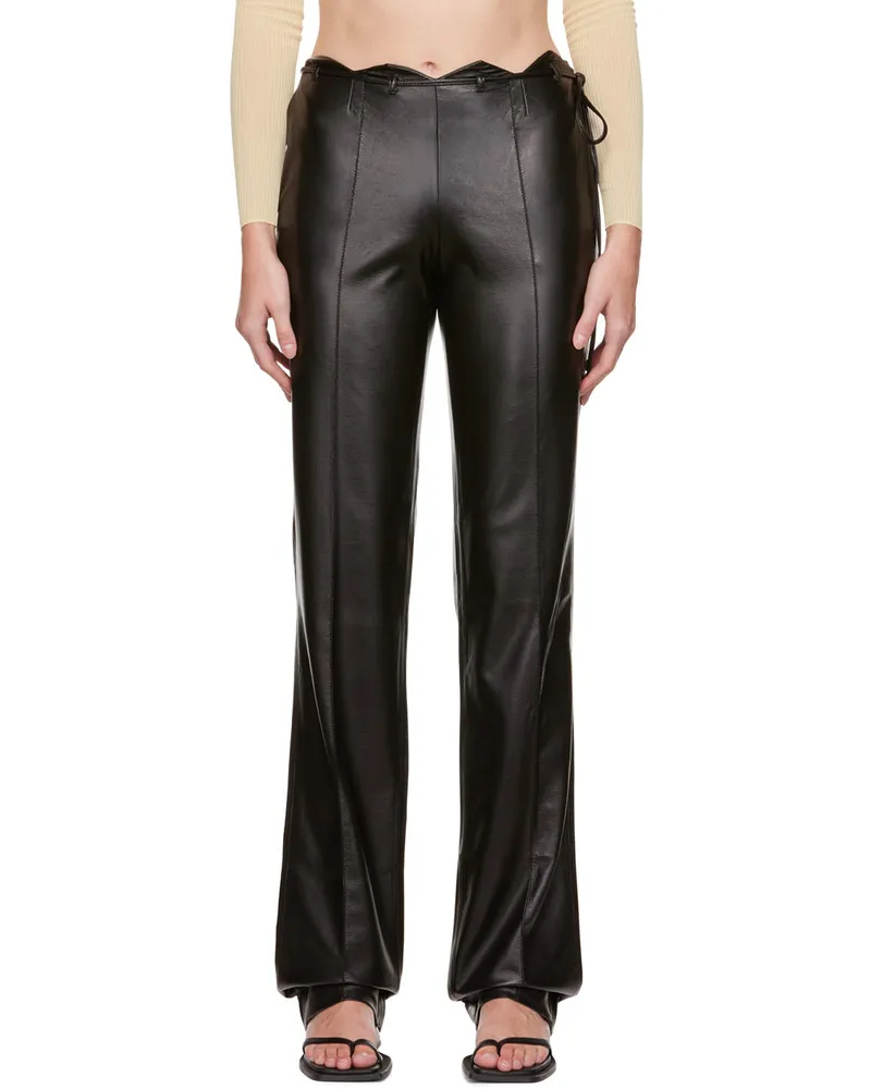 Aya Muse Black Lavalle Faux-Leather Pants Black