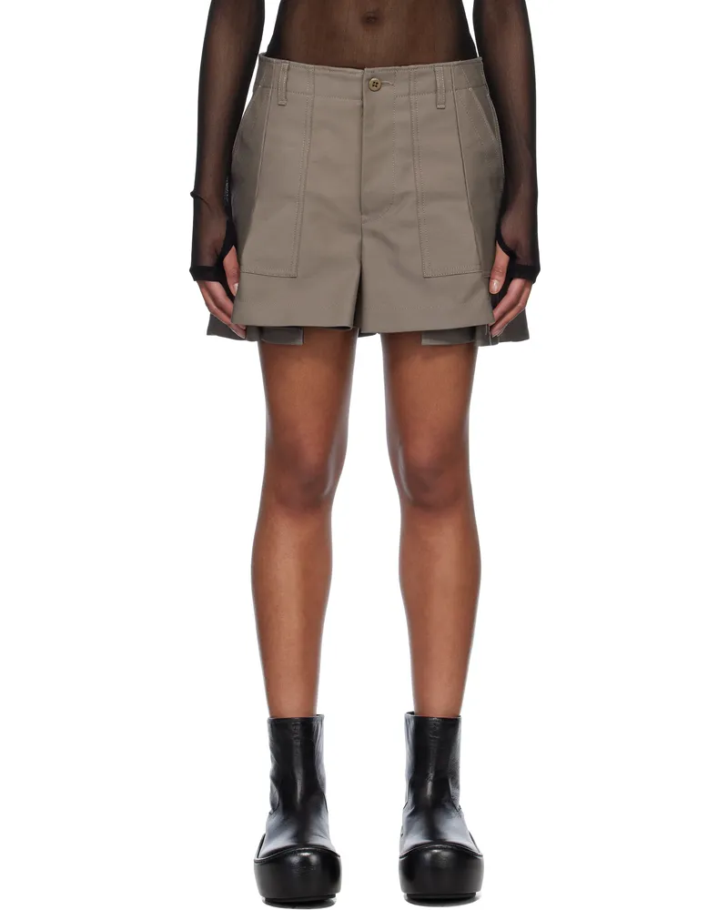 Sacai Taupe WTAPS Edition Cotton Back Satin Shorts 550