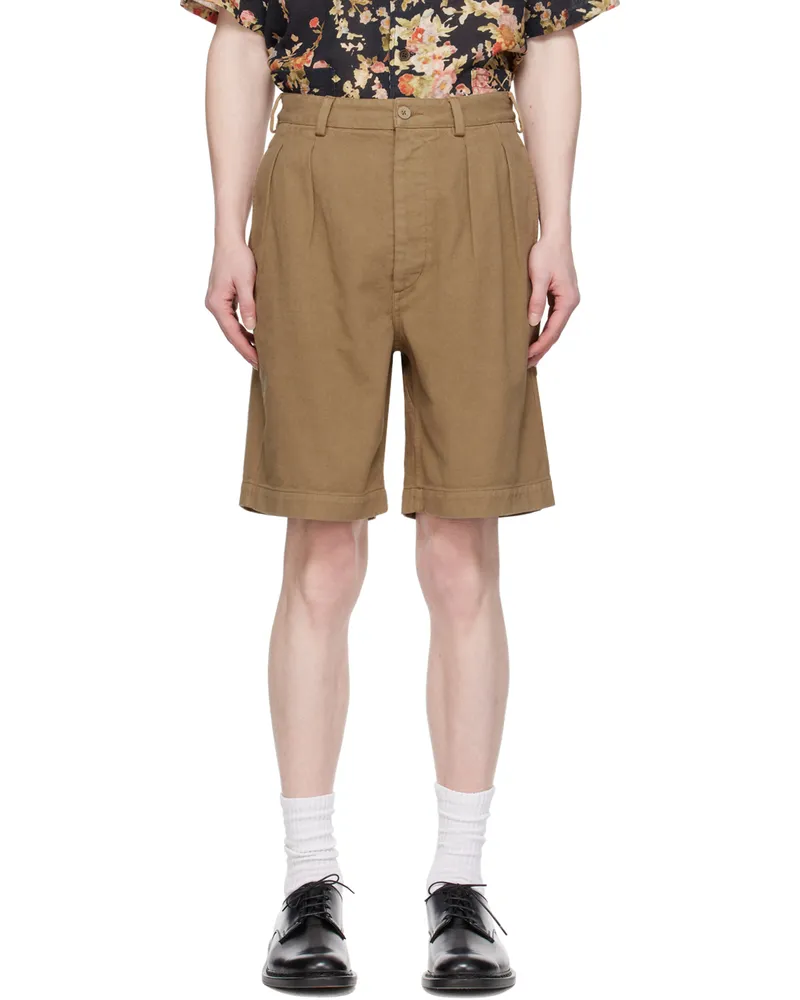 Sunflower Khaki Pleated Denim Shorts 150
