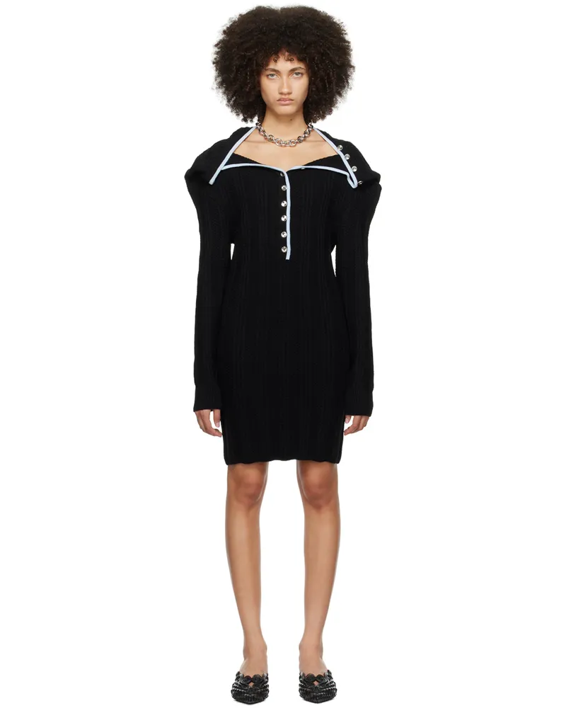 Y/PROJECT Black Ruffle Necklace Minidress Evergreen