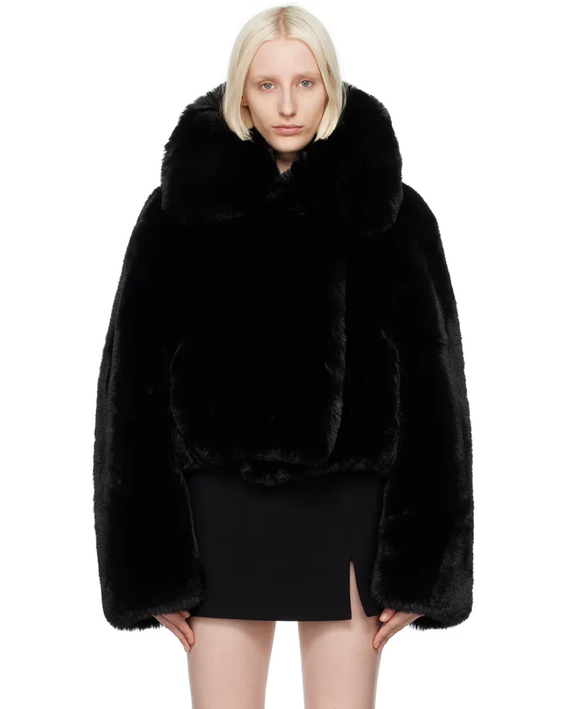 Acne Studios Black Fluffy Faux-Fur Jacket 900