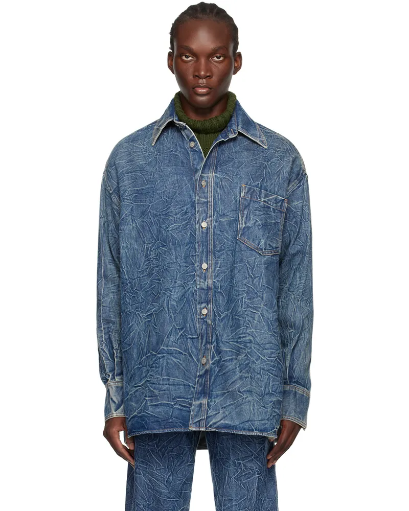 Maison Margiela Blue Pittsburgh Crease Denim Shirt 993