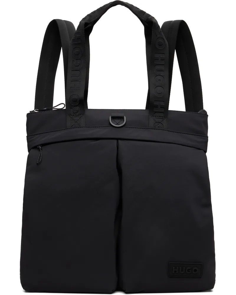 HUGO BOSS Black 3D Logo Patch Tote-Style Backpack 001-black
