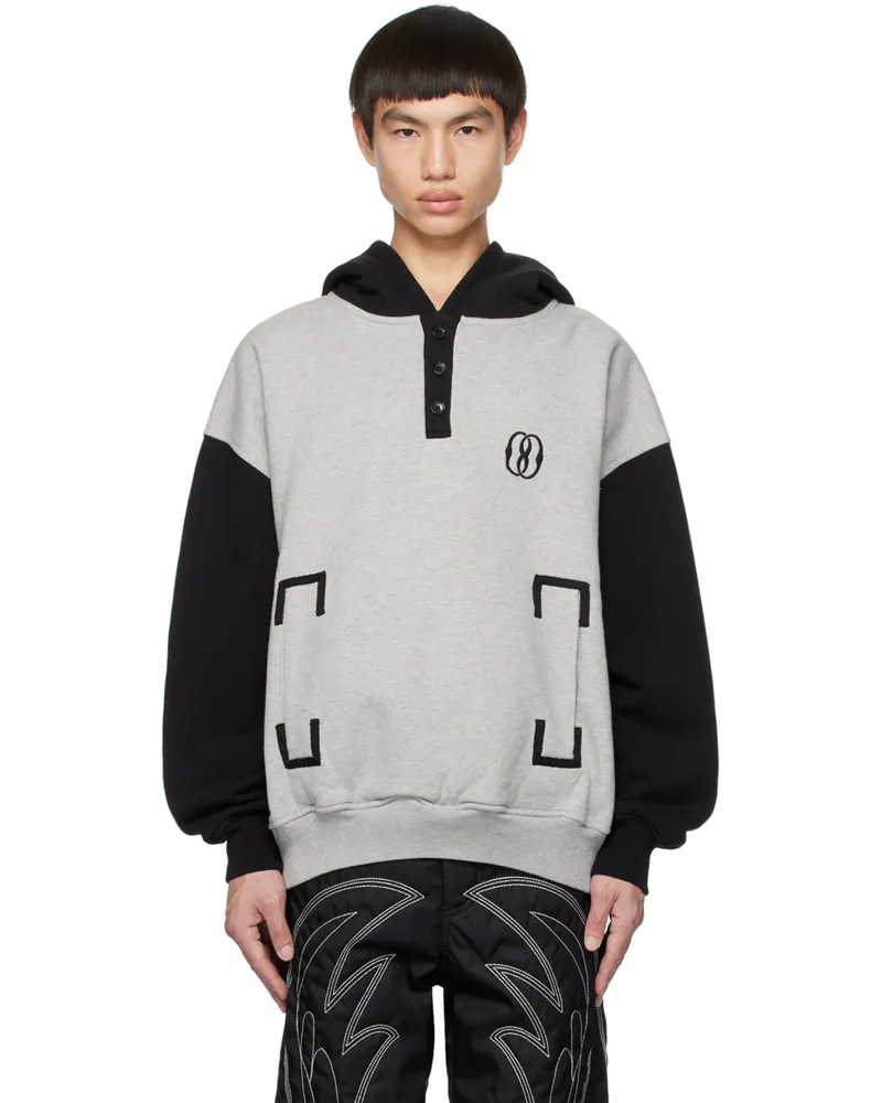 Bally Gray & Black Bi-Color Hoodie Grey