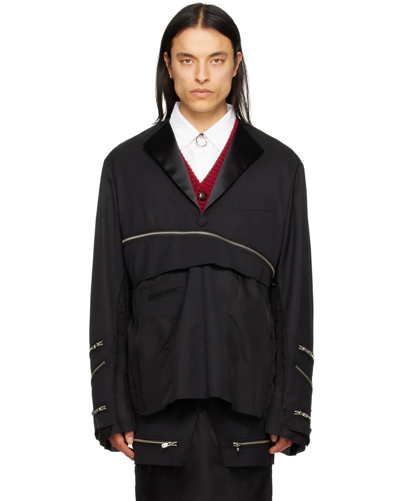 TheSoloIst Black Paneled Blazer Black