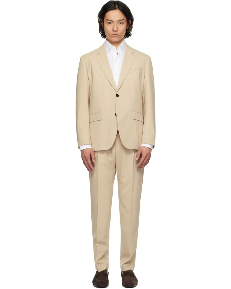 HUGO BOSS Beige Single-Breasted Suit 285-open