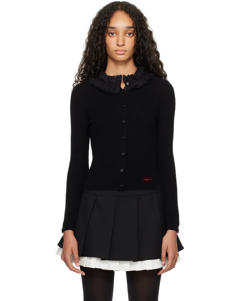 SHUSHU/TONG Black Collar Embellished Cardigan Ba100