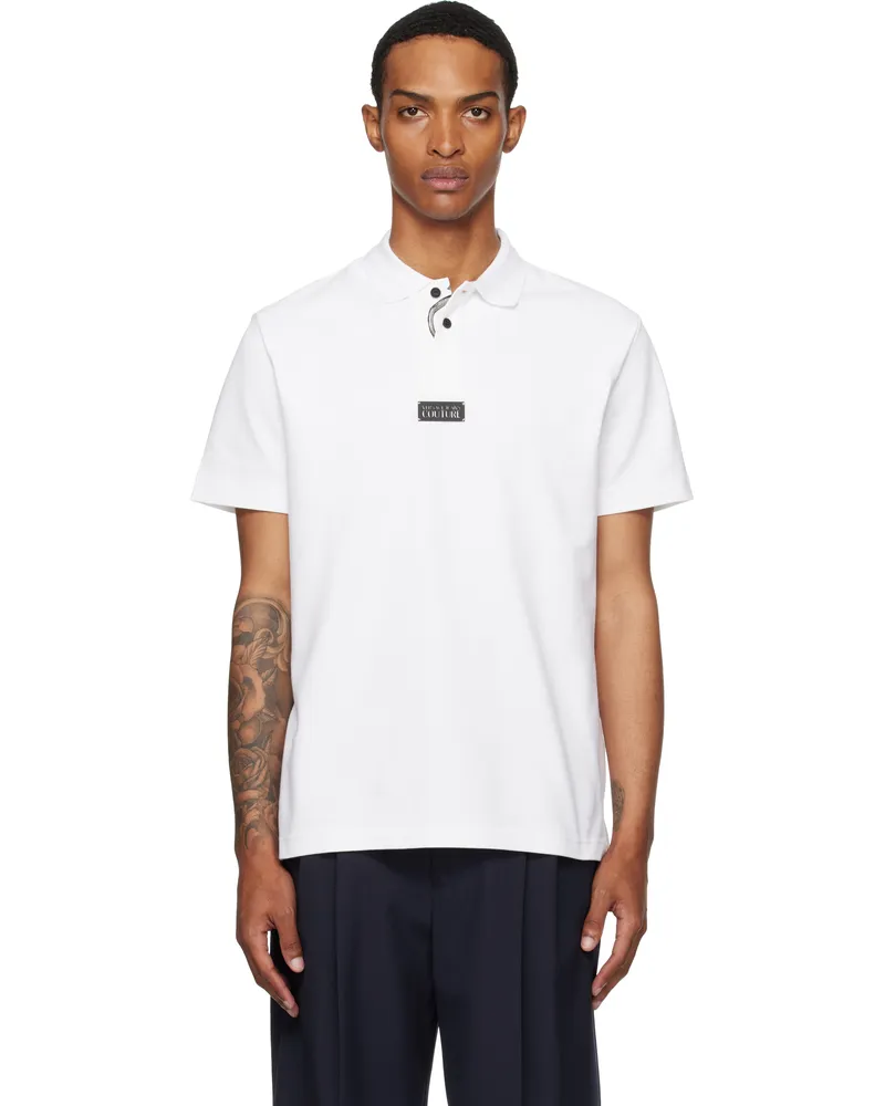 Versace Jeans White Outline Barocco Polo E003-white