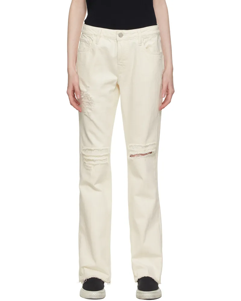 Frame Denim Off-White 'The Low Boot' Jeans Parchment